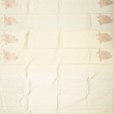 Cream Handloom Kanchipuram Silk Saree With Bird Motifs