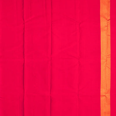 Crimson Handloom Kanchipuram Silk Saree With Zari Temple Border