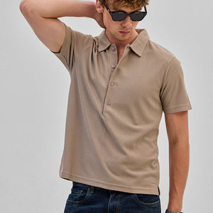 Beige Textured Polo T-Shirt