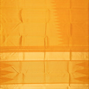 Mustard Handloom Kanchipuram Silk Saree With Zari Stripes