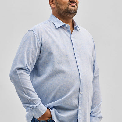 Light Blue Linen Blend Shirt