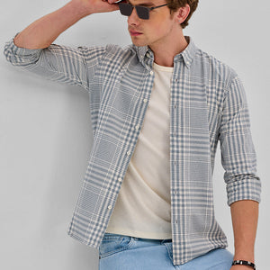 Light Blue Checks Slim Fit Shirt