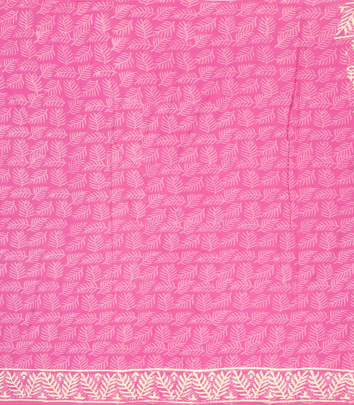 BubbleGum Pink Woven Jaipur Cotton Saree Printed With Cream Floral Motifs