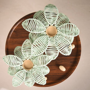 Set Of 2 Raffia Palm Candle Holder For Home Decor