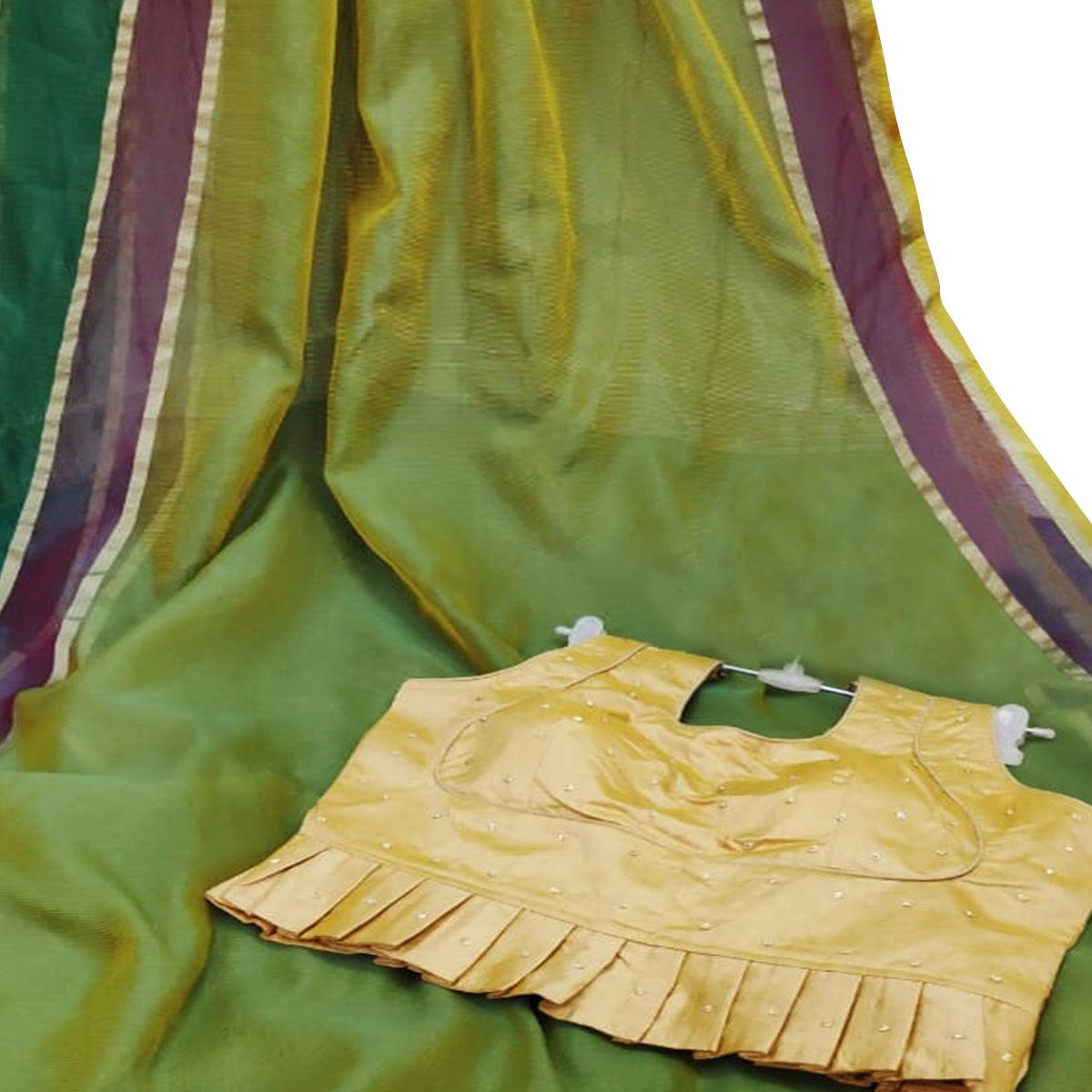 Capricious Green Colored Festive Wear Woven Silk Saree