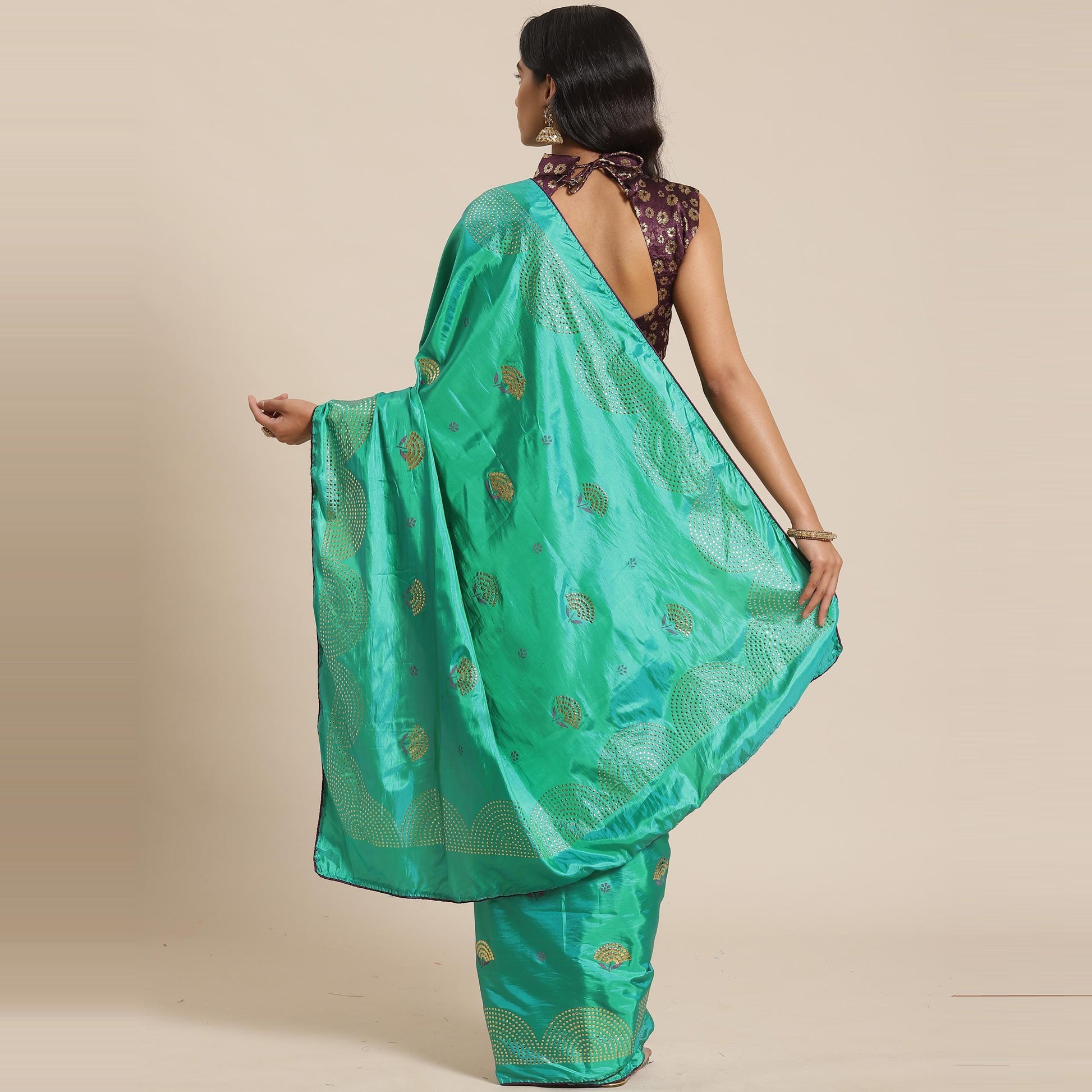 Capricious Green Colored Festive Woven Silk Blend Saree