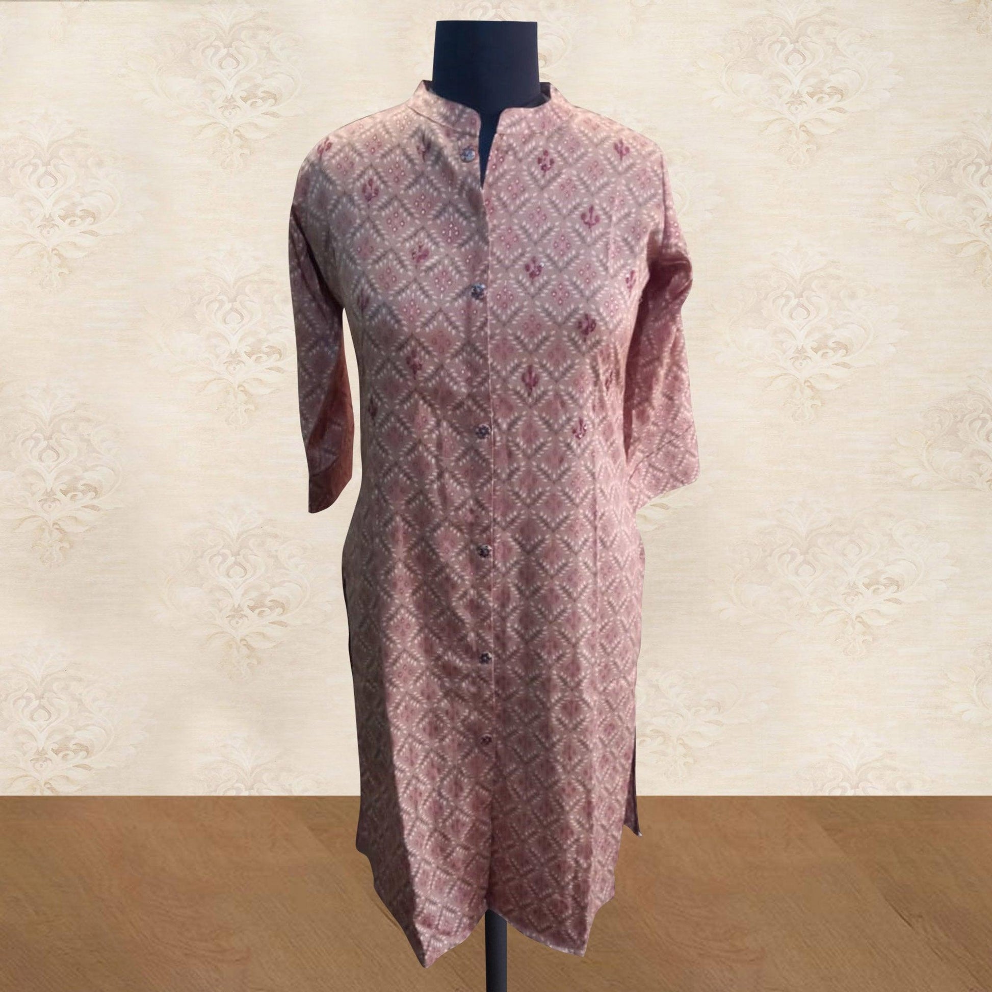 Capricious Light Peach Colored Casual Wear Printed Cotton Kurti