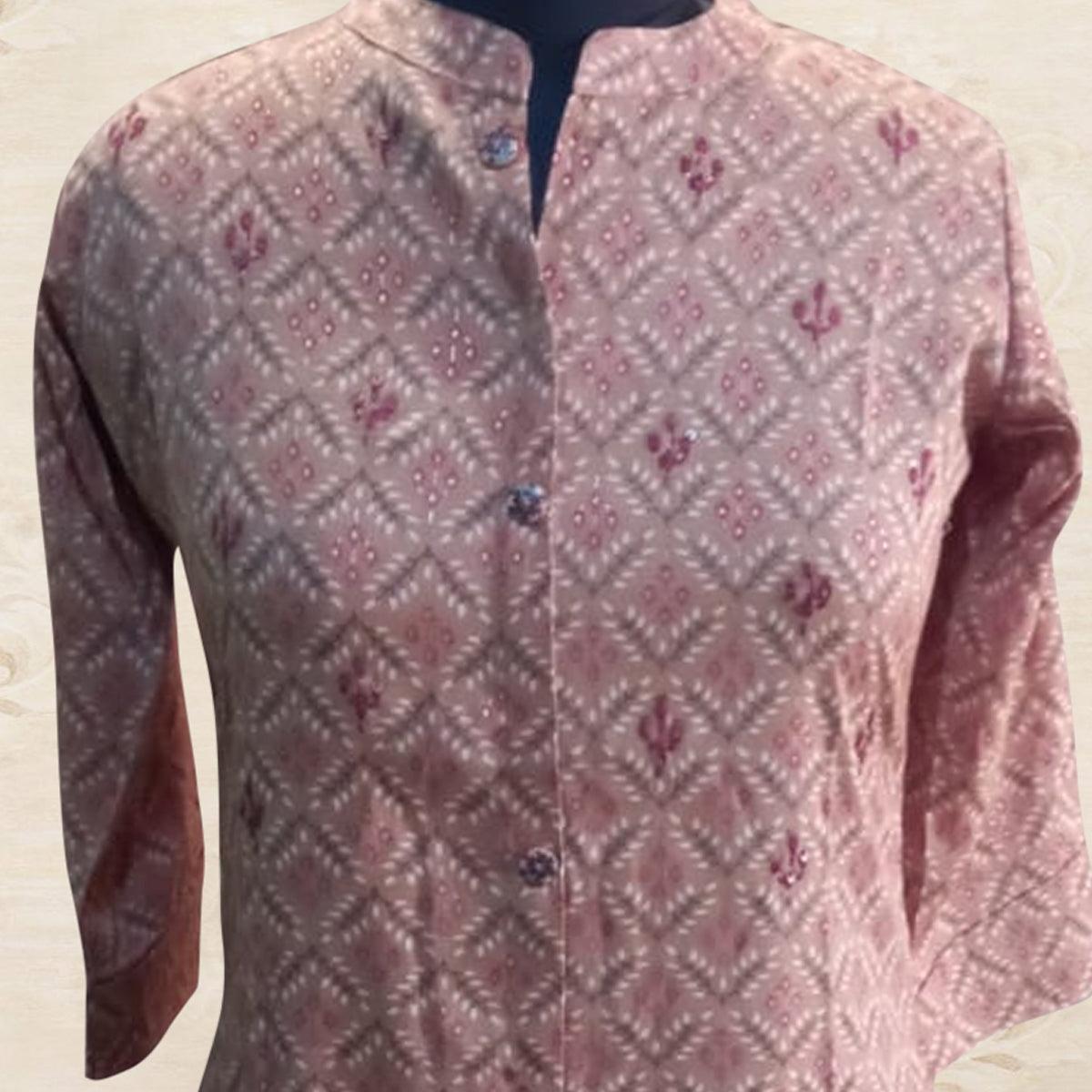 Capricious Light Peach Colored Casual Wear Printed Cotton Kurti
