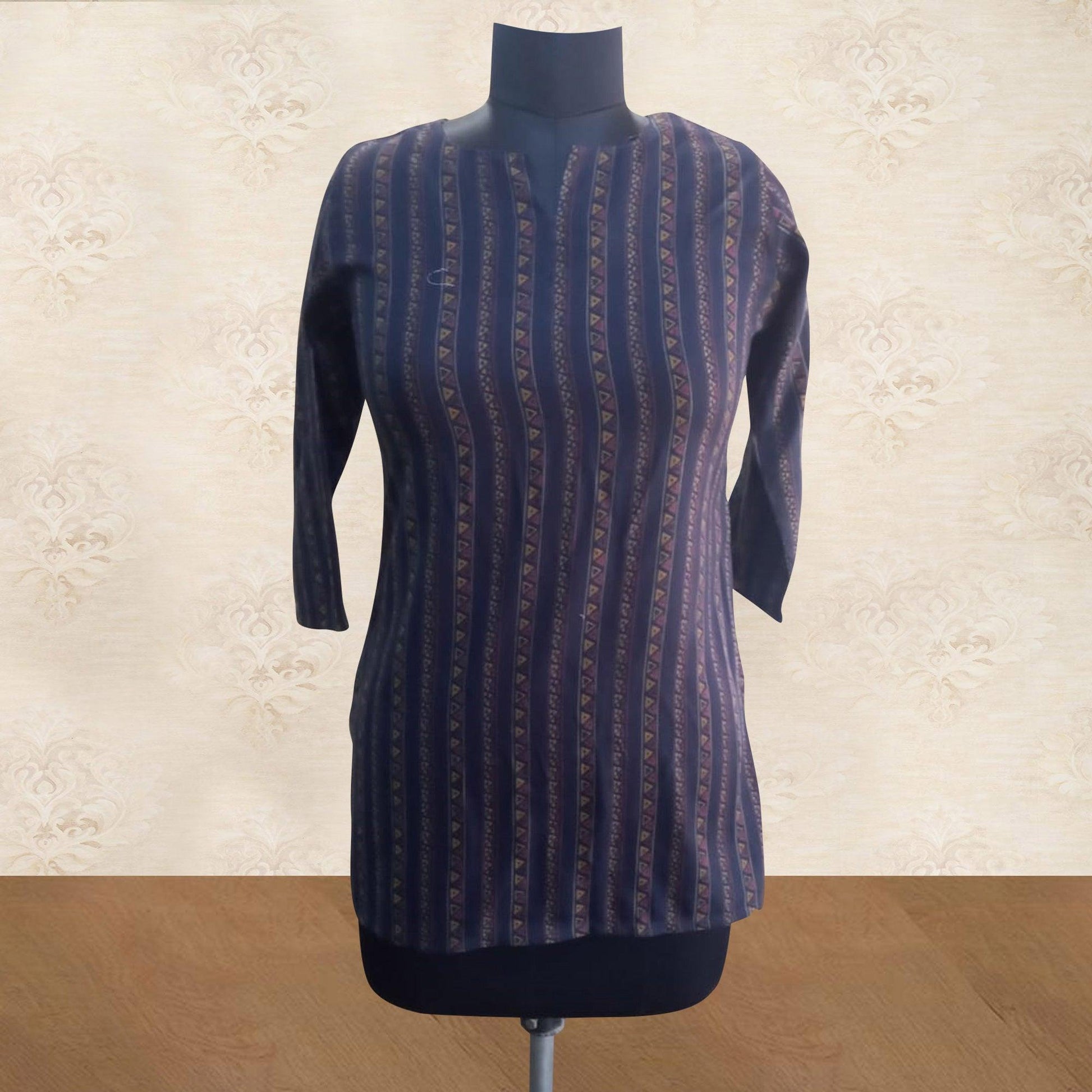 Capricious Navy Blue Colored Casual Wear Printed Cotton Top