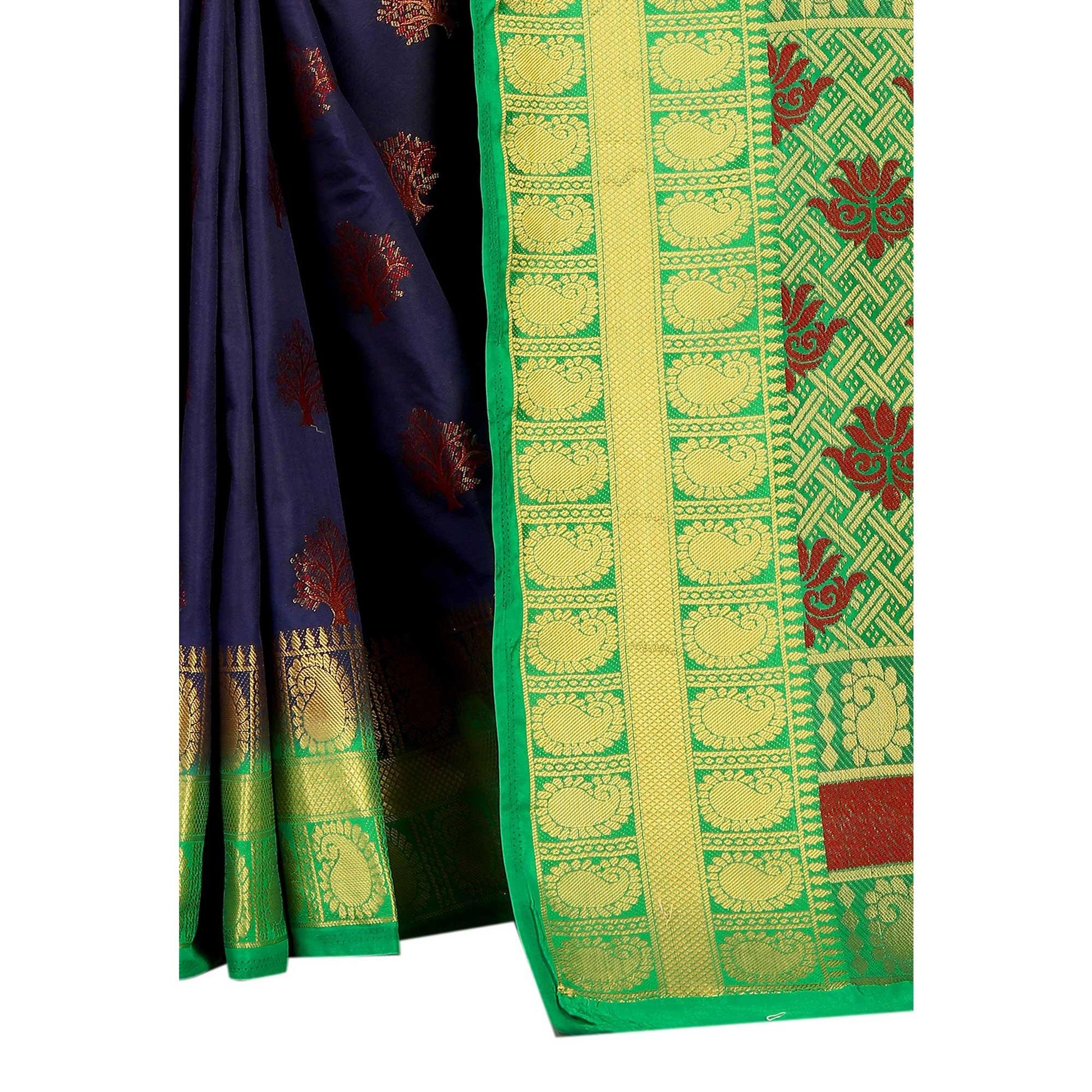 Capricious Navy Blue Colored Festive Wear Woven Art Silk Saree