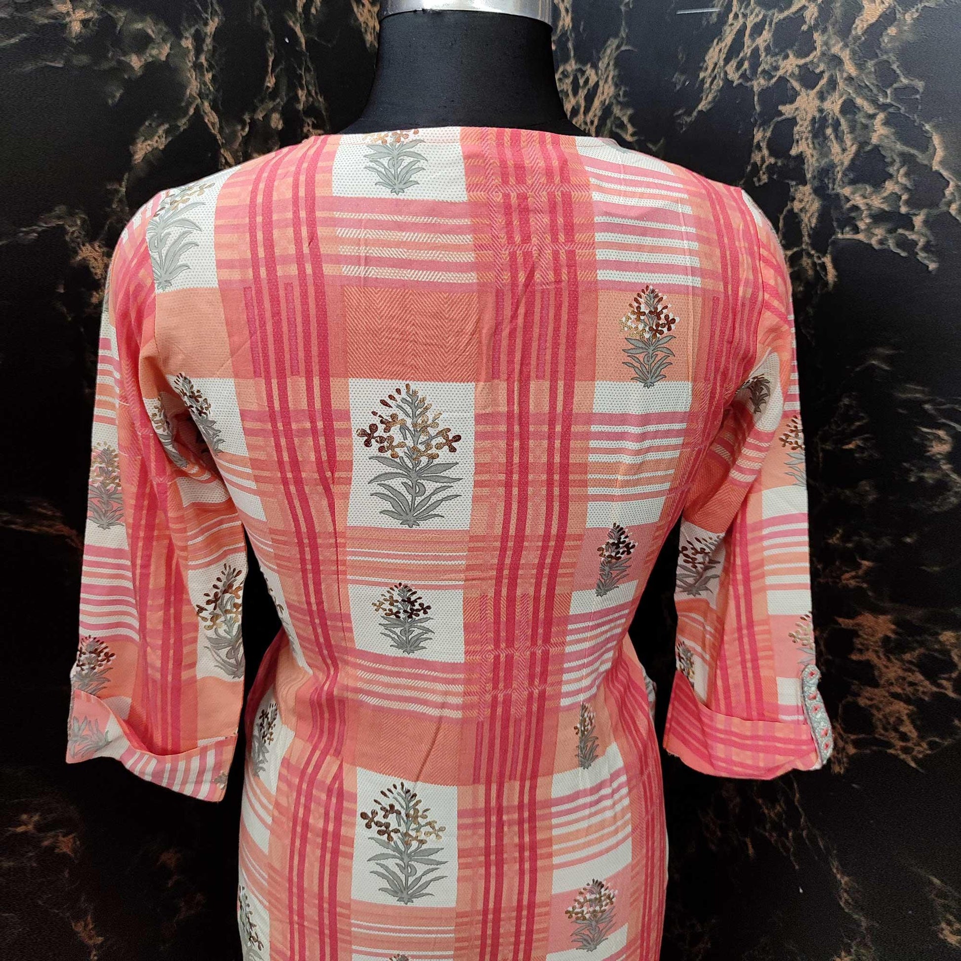 Capricious Peach Colored Casual Wear Embroidered Rayon Kurti - Palazzo Set
