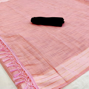 Capricious Pink Colored Casual Wear Solid Cotton Saree