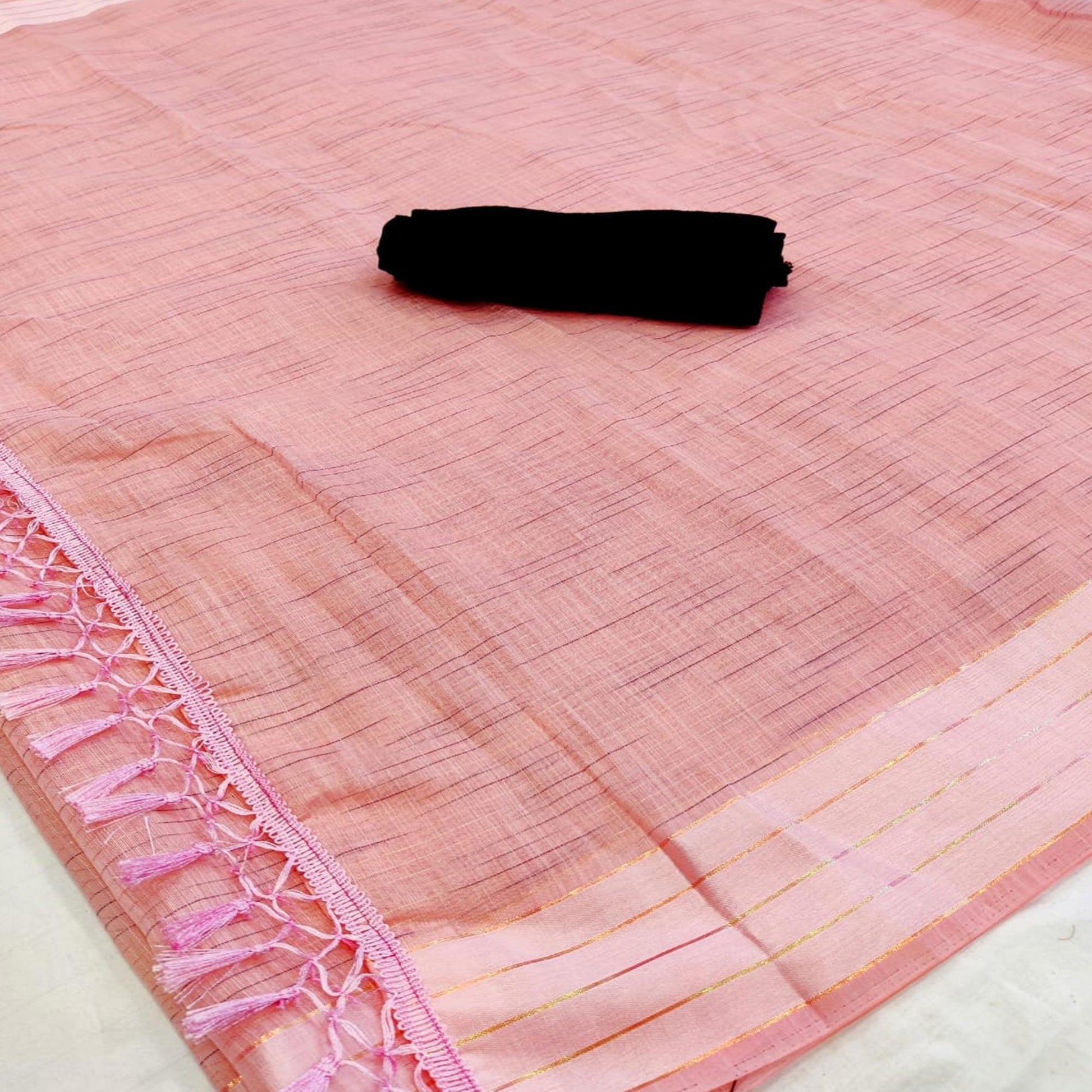 Capricious Pink Colored Casual Wear Solid Cotton Saree