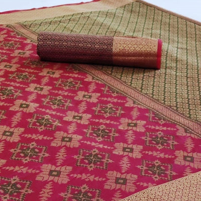 Capricious Pink Colored Festive Wear Woven Silk Saree
