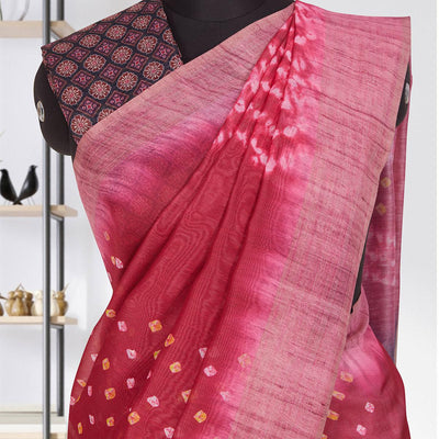 Capricious Pink Coloured Casual Wear Printed Linen Saree
