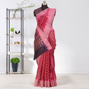 Capricious Pink Coloured Casual Wear Printed Linen Saree
