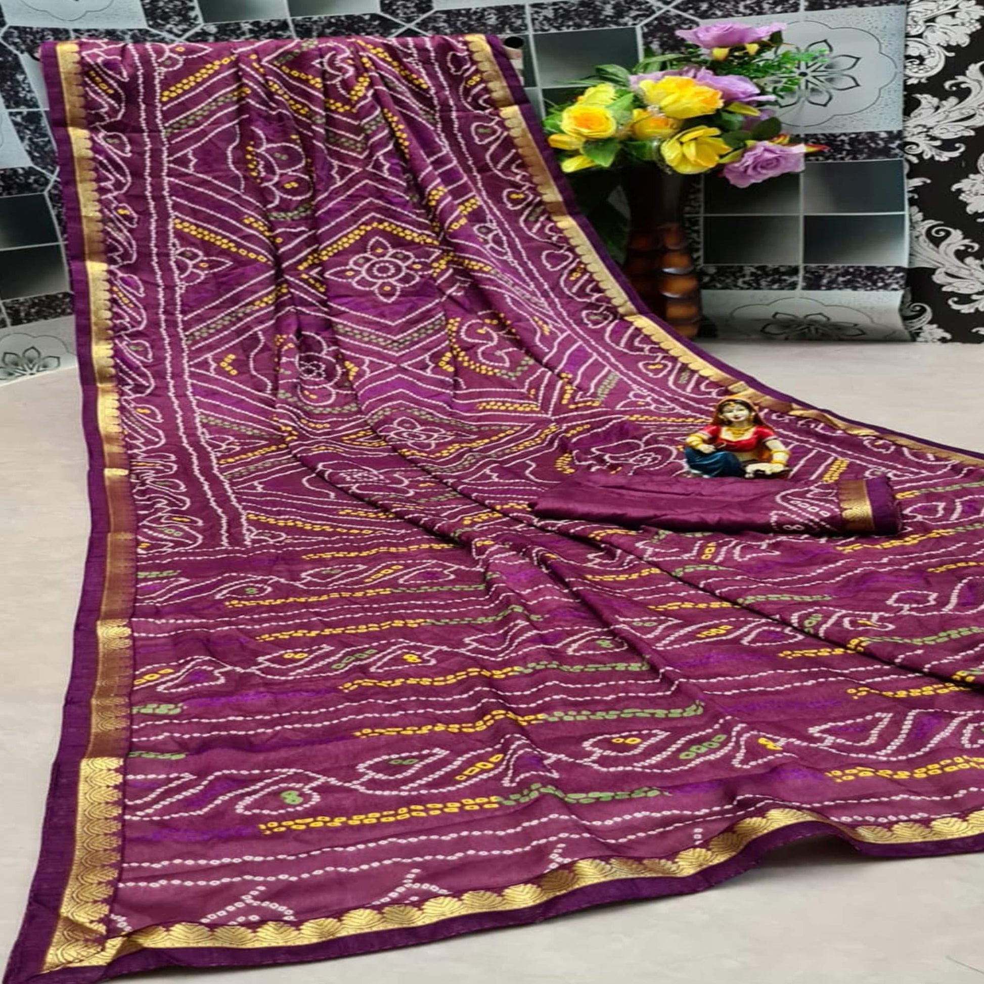 Capricious Purple Colored Festive Wear Woven Moss Georgette Saree