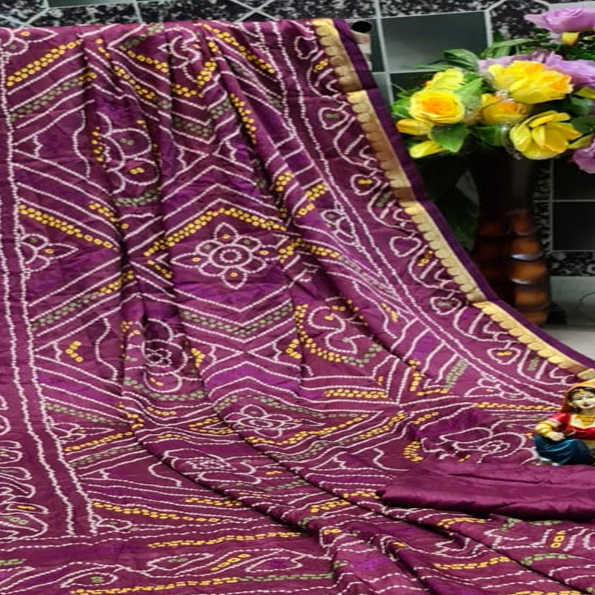Capricious Purple Colored Festive Wear Woven Moss Georgette Saree