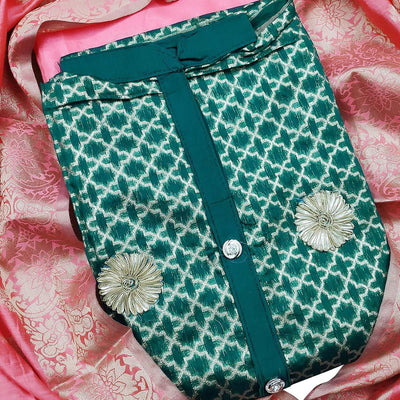 Capricious Teal Green Colored Festive Wear Woven Heavy Banarasi Silk Dress Material