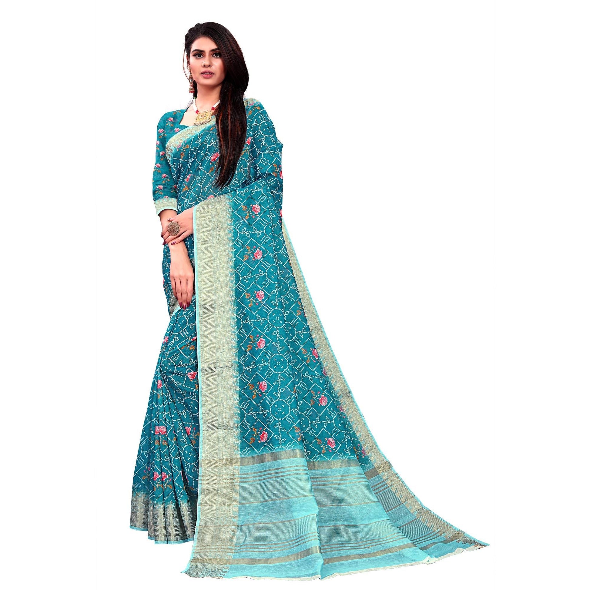 Capricious Turquoise Green Colored Festive Wear Woven Banarasi Silk Saree