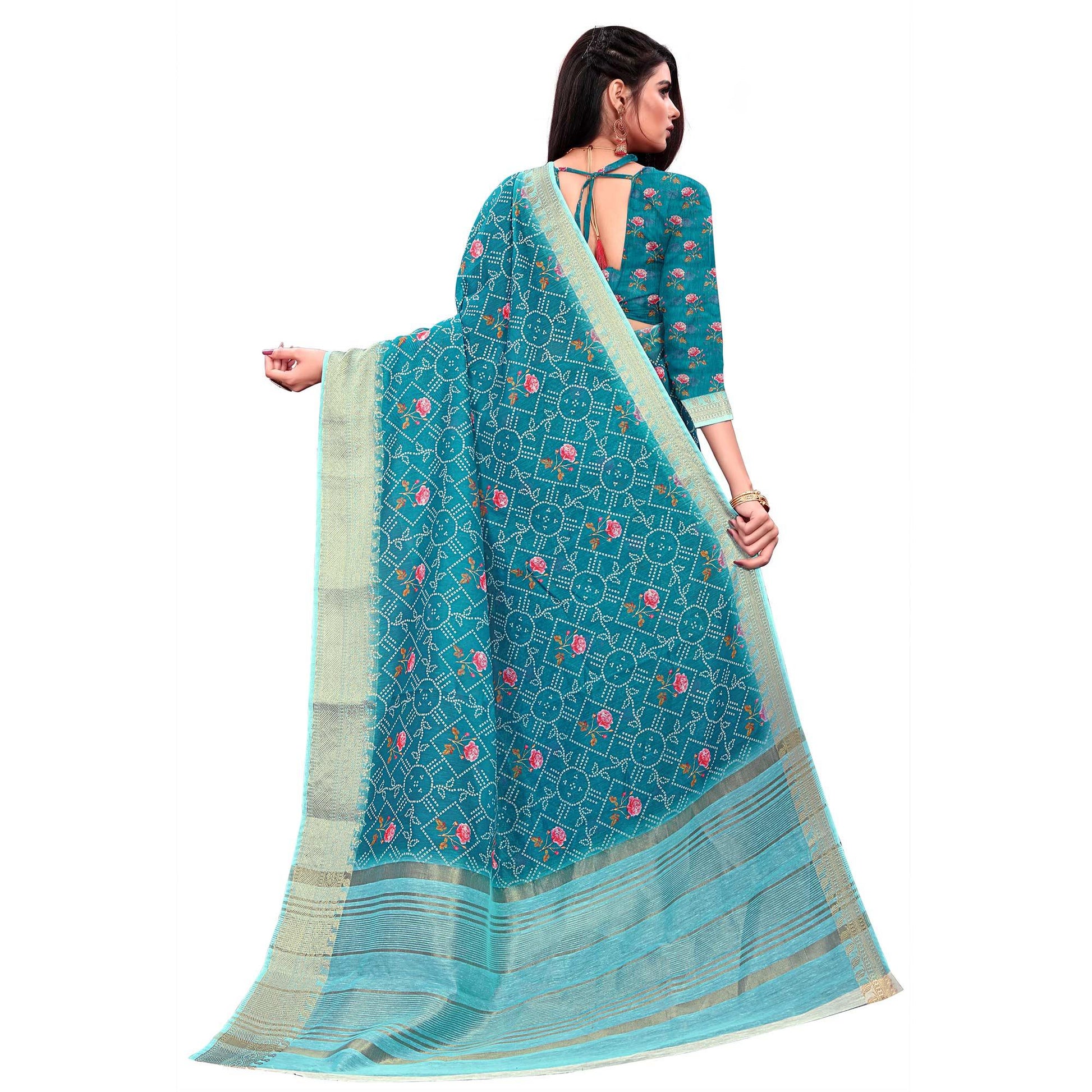 Capricious Turquoise Green Colored Festive Wear Woven Banarasi Silk Saree