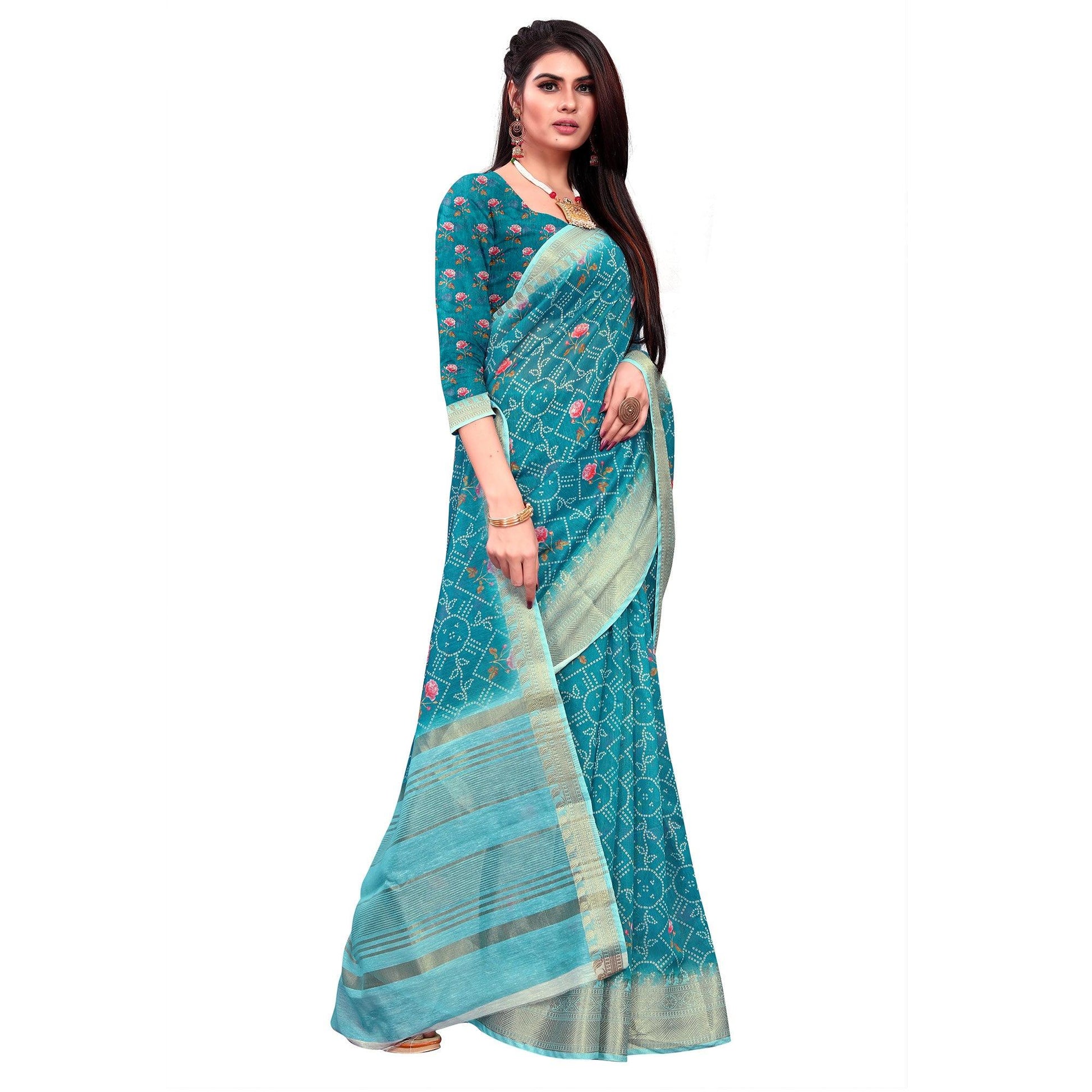 Capricious Turquoise Green Colored Festive Wear Woven Banarasi Silk Saree