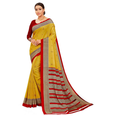 Capricious Yellow Colored Casual Wear Printed Manipuri Cotton Saree