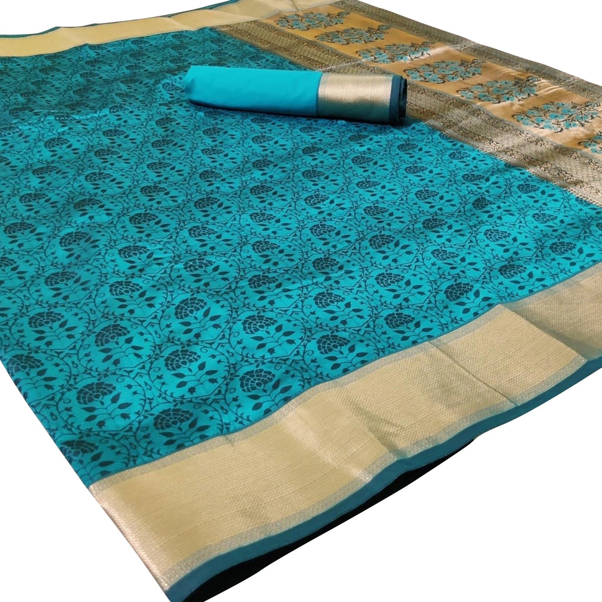 Captivating Aqua Blue Colored Festive Wear Woven Heavy Silk Saree