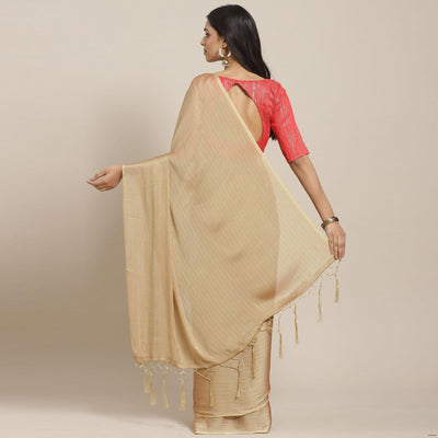 Captivating Beige Colored Casual Wear Printed Poly Georgette Saree