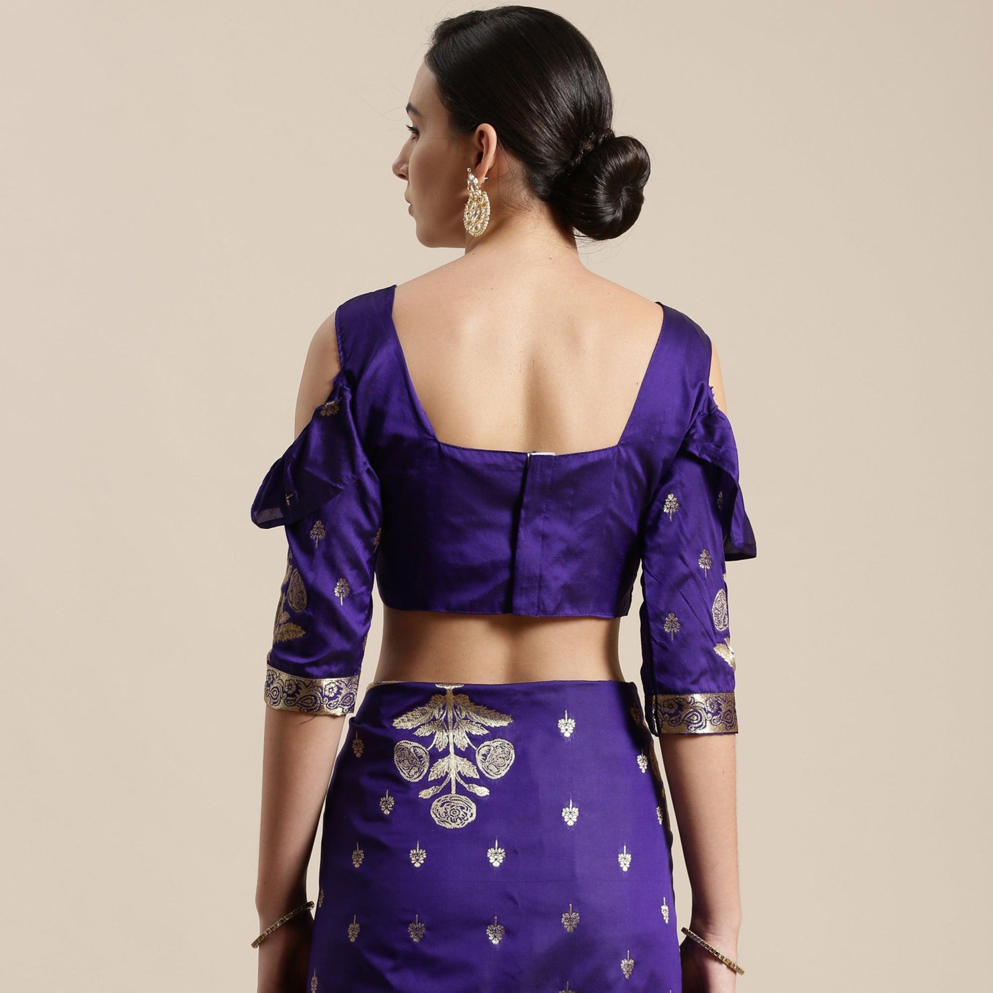 Captivating Blue Colored Festive Wear Silk Blend Woven Floral Saree With Tassels