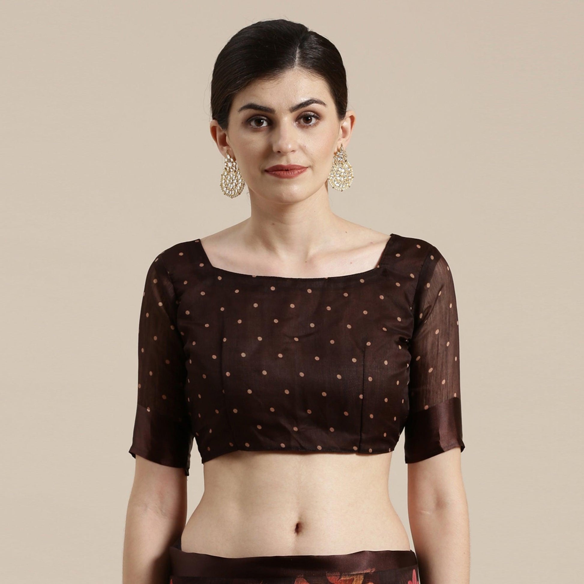 Captivating Brown Colored Casual Wear Floral Printed Cotton Silk Saree