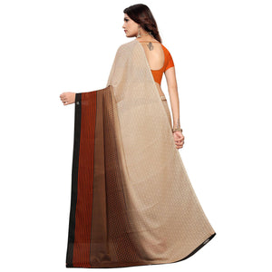 Captivating Brown Colored Casual Wear Printed Georgette Saree