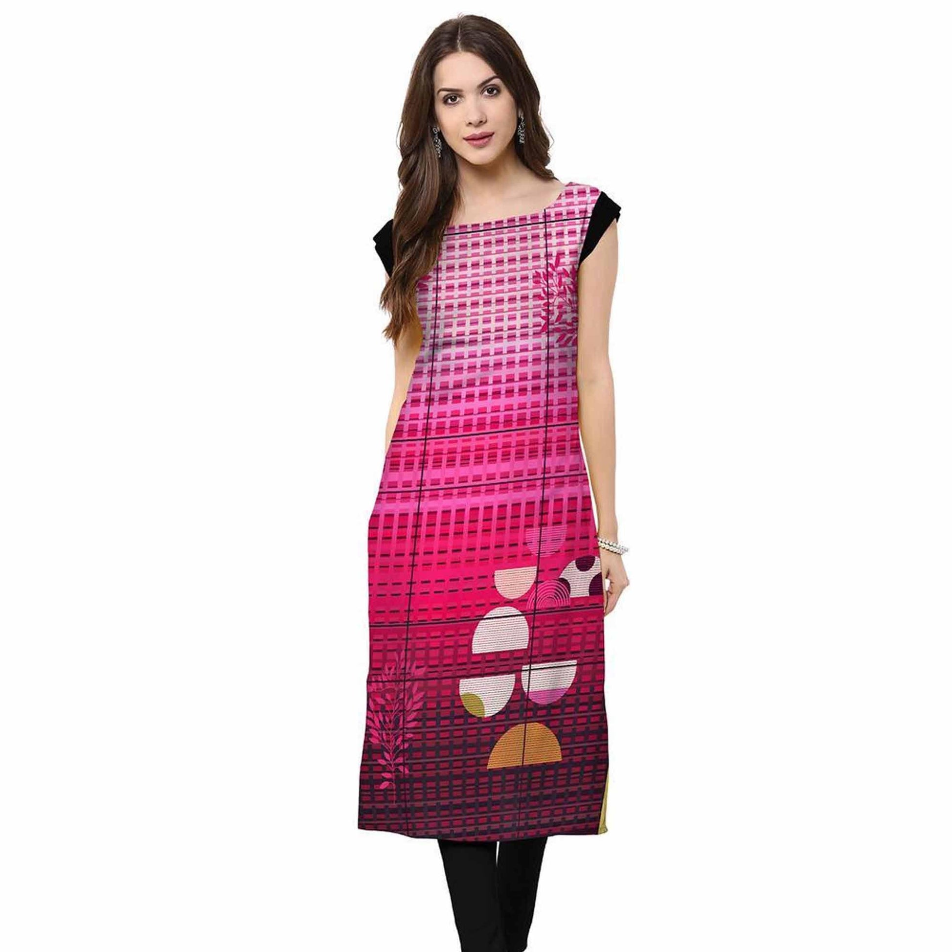Captivating Dark Pink Colored Casual Printed Crepe Kurti