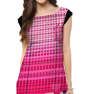 Captivating Dark Pink Colored Casual Printed Crepe Kurti
