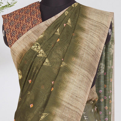 Captivating Green Coloured Casual Wear Printed Linen Saree