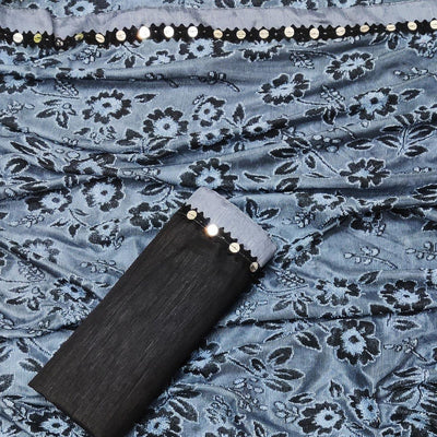 Captivating Grey Colored Festive Wear Floral Woven Art Silk Saree