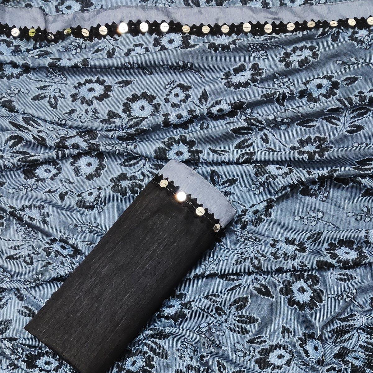 Captivating Grey Colored Festive Wear Floral Woven Art Silk Saree