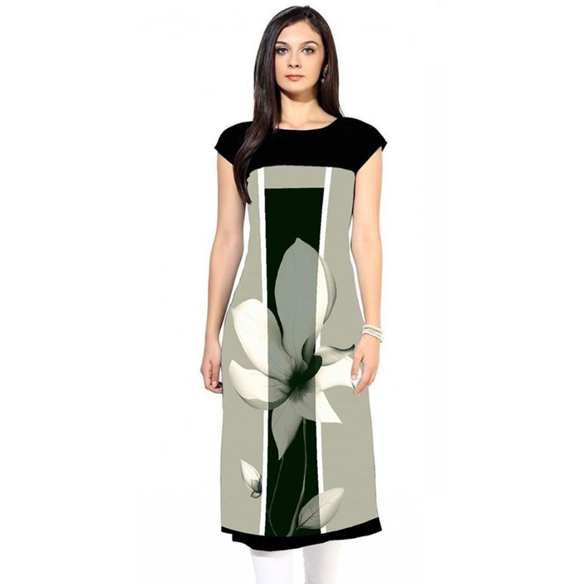 Captivating Light Gray Colored Casual Digital Printed Rayon Kurti