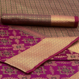 Captivating Magenta Pink Colored Festive Wear Woven Silk Saree