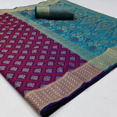Captivating Navy Blue Colored Festive Wear Woven Patola Silk Saree