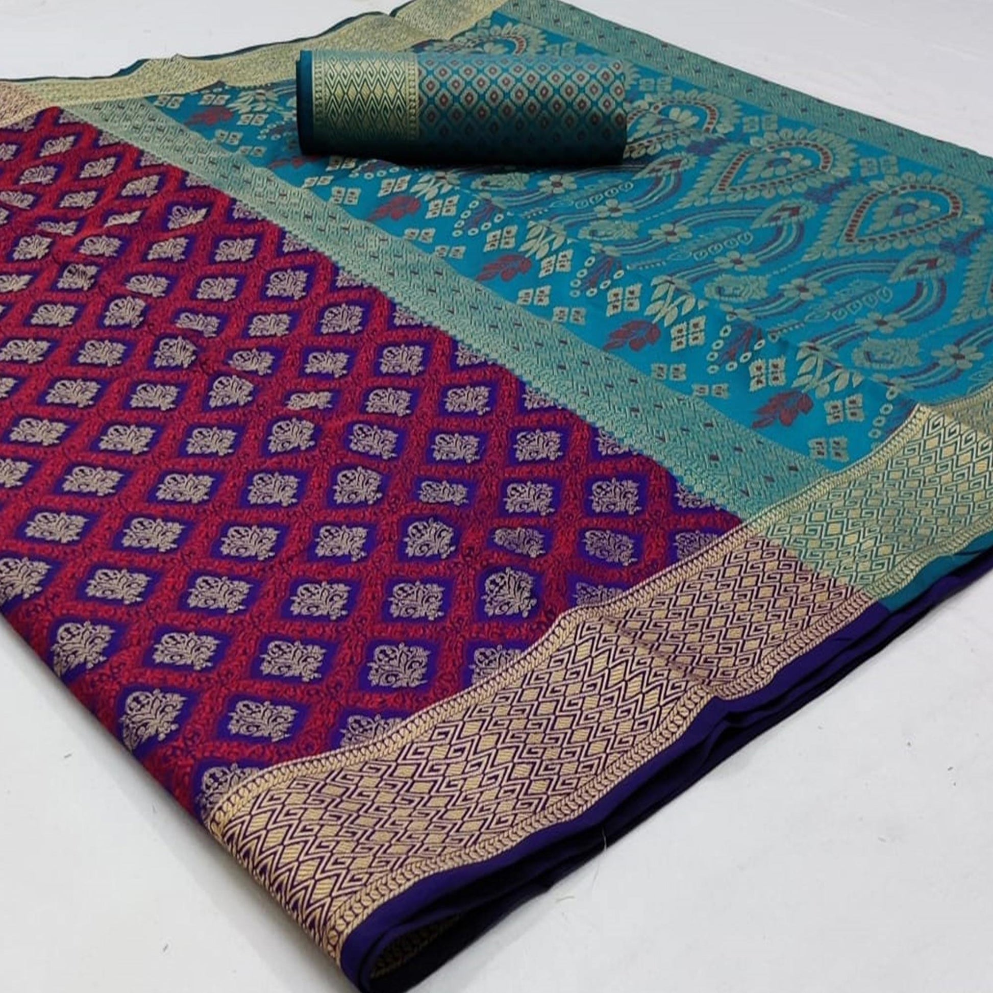 Captivating Navy Blue Colored Festive Wear Woven Patola Silk Saree