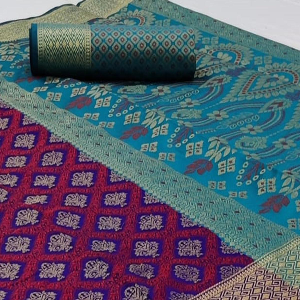 Captivating Navy Blue Colored Festive Wear Woven Patola Silk Saree