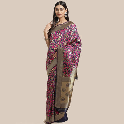 Captivating Navy Blue Colored Festive Wear Woven Silk Blend Saree