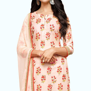 Captivating Pastel Pink Colored Party Wear Cotton Silk Salwar Suit