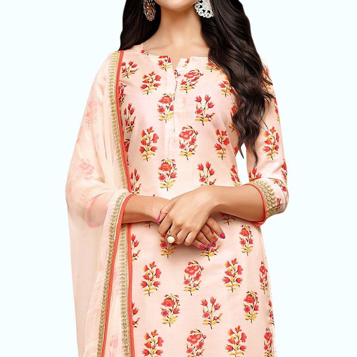 Captivating Pastel Pink Colored Party Wear Cotton Silk Salwar Suit