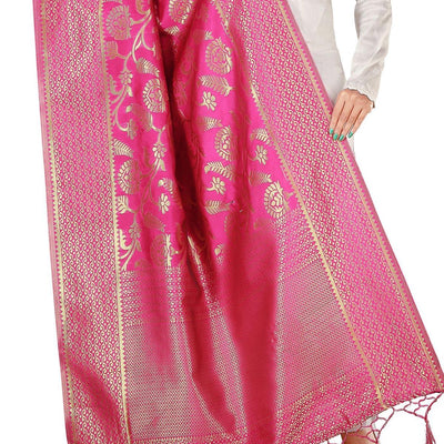 Captivating Pink Colored Festive Wear Banarasi Silk Dupatta