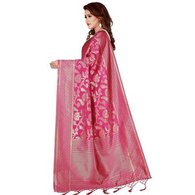 Captivating Pink Colored Festive Wear Banarasi Silk Dupatta
