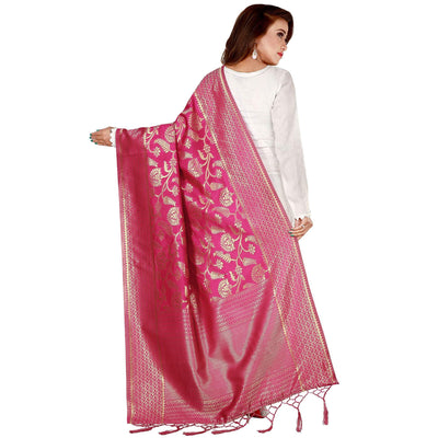 Captivating Pink Colored Festive Wear Banarasi Silk Dupatta