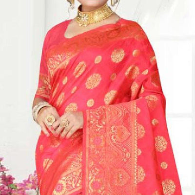 Captivating Pink Colored Festive Wear Woven Art Silk Saree