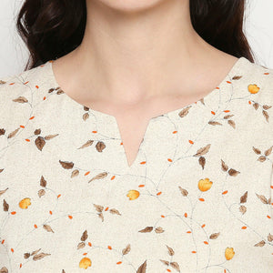 Captivating White Colored Casual Wear Printed Cotton Kurti-Palazzo Set